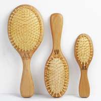 Custom logo natural scalp massage eco friendly women men wood hair comb brush