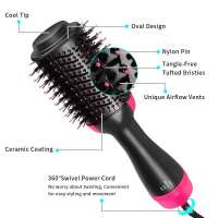 Amazon Best Selling 2 in 1 Hot Air Dryer Volumizer Rotating Hair Brush Roller Rotate Styler Comb Styling Straightening Curling