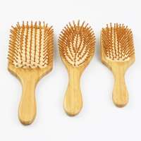 Wholesale Custom Biodegradable Natural Bamboo Hair Massage Brush Wide Tooth Wooden Hair Grooming Comb